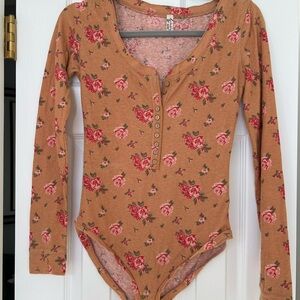 Free People Pink Floral Knit Top